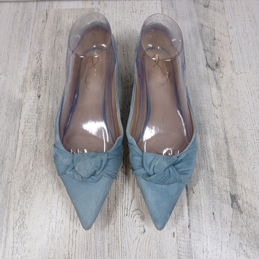 Sam Edelman Wheaton Pointed Toe Suede Bow Flats Pointed Toe Aspen Sky - Picture 3 of 8